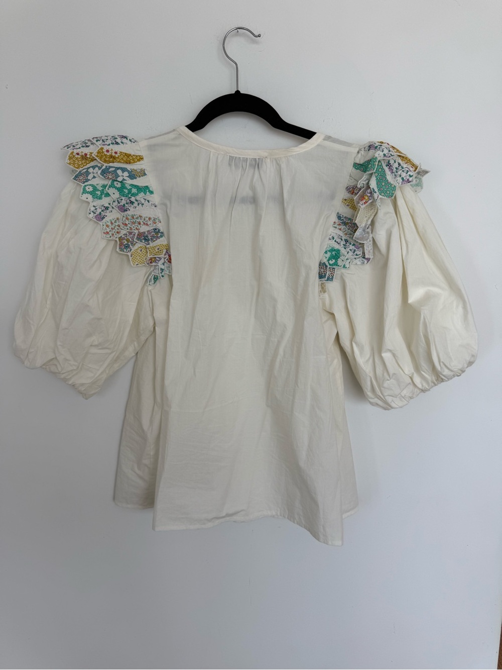Sea New York Linden Quilted Patchwork Puff-Sleeve Top Size Small - Picture 7 of 7